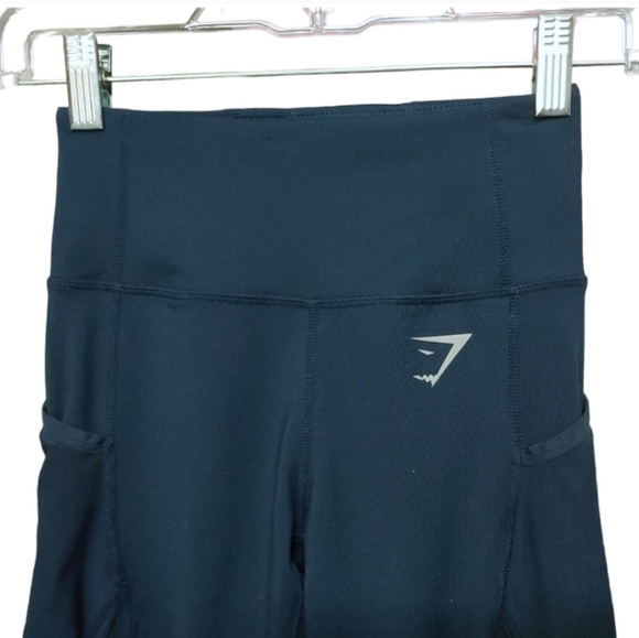 Gymshark Navy Blue Sleek Sculpting Cropped Mesh Cutout Leggings Women's Size XS - Picture 4 of 8